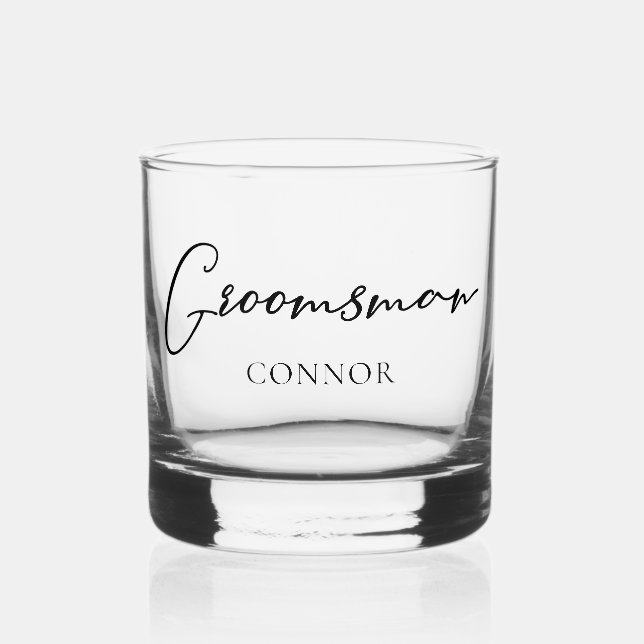 Verre À Whisky Simple Groomsman Bachelor Party personnalisable (Recto)