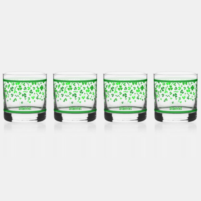 Verre À Whisky Sláinte Lucky Irish Shamrocks Design Personalized (Recto)