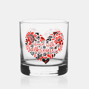 Verre À Whisky Soyez avec l'Ukraine lettrage et coeur