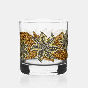 Verre À Whisky Style Batik Floral Abstrait africain