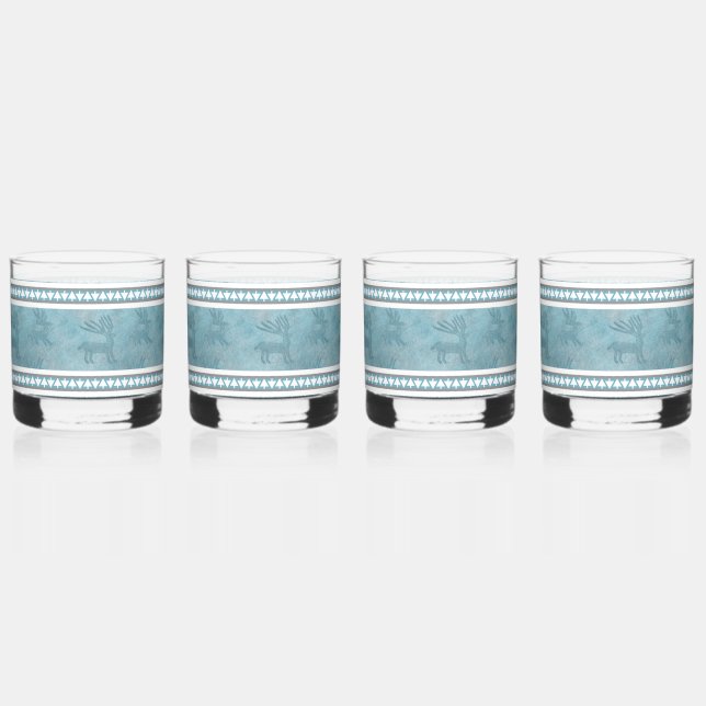 Verre À Whisky Sud-ouest Cerf bleu et blanc (Recto)