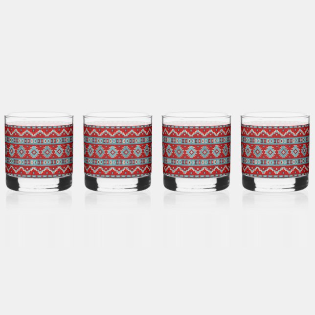 Verre À Whisky Sud-Ouest Mesas Turquoise & Rouge (Recto)