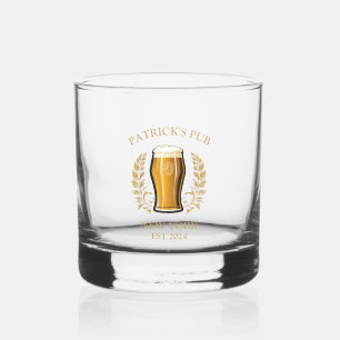Verre À Whisky Symbole de bière - Pub personnalisé Nom personnali