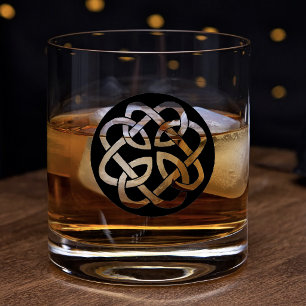 Verre À Whisky Symbole de cercle en entrelacs celtique noir et bl