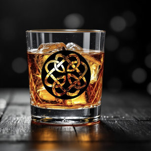 Verre À Whisky Symbole de cercle en entrelacs celtique noir et bl