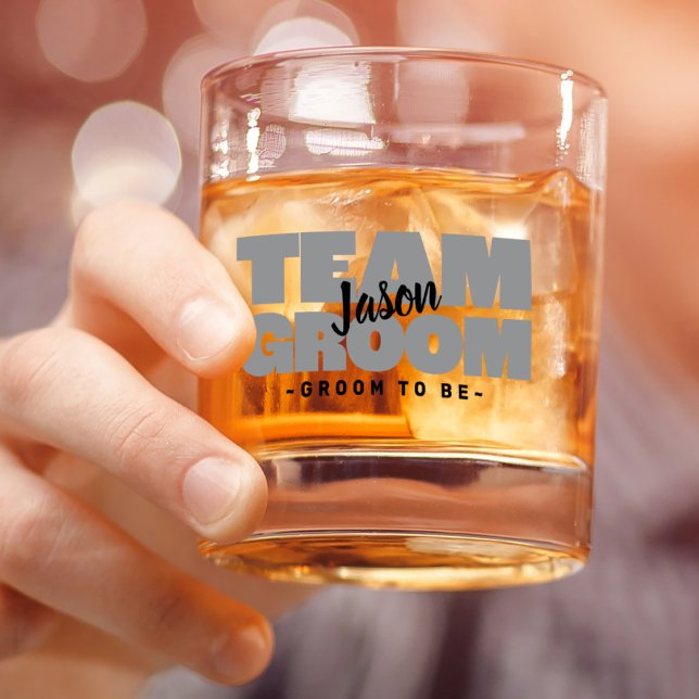 Verre À Whisky Team Groom To Be Mariage Name Black Grey Custom (Team Groom To Be Wedding Name Black Gray Custom Whiskey Glass)