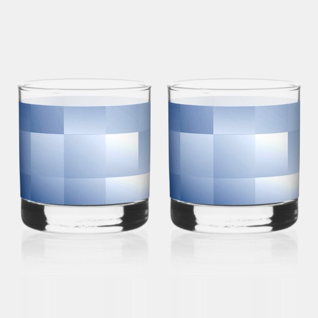 Verre À Whisky Tons bleus rêveurs dans un motif carré (Recto)