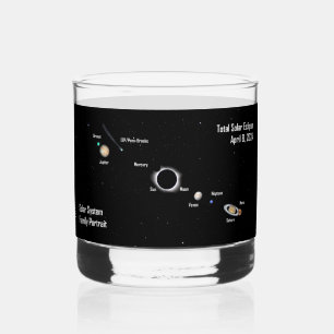 Verre À Whisky Total Eclipse 2024 Système solaire Portrait de fam