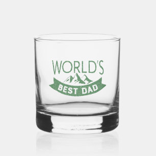 Verre À Whisky Typographie du meilleur papa du monde Montagnes Vi