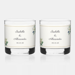 Verre À Whisky Vaisselle de mariage personnalisée botanique
