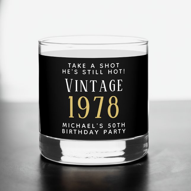Verre À Whisky Vintage 50e anniversaire de fête Noir (Créateur téléchargé)