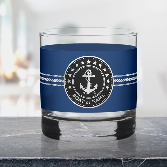 Verre À Whisky Votre bateau ou nom Ancre nautique Étoiles (Créateur téléchargé)