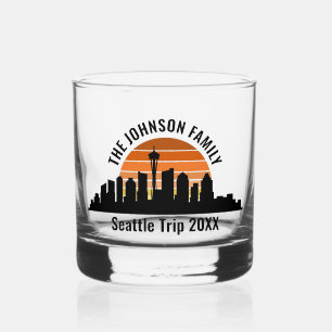 Verre À Whisky Voyage en famille personnalisé Seattle Skyline Sun