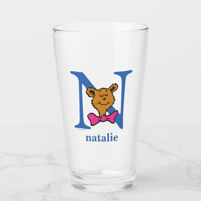 Verre ABC du Dr Seuss : Lettre N - Bleu | Ajouter Votre  (Devant)