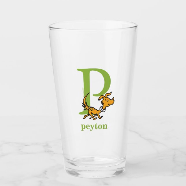 Verre ABC du Dr Seuss : Lettre P - Vert | Ajouter Votre  (Devant)