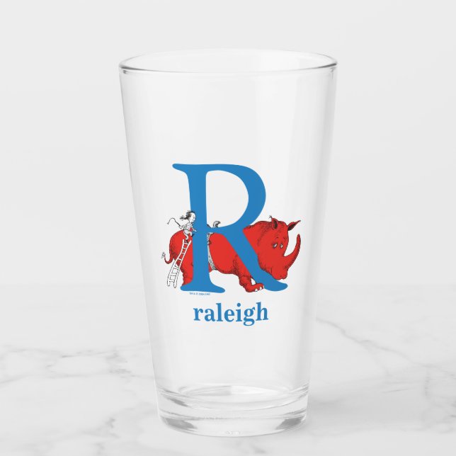 Verre ABC du Dr Seuss : Lettre R - Bleu | Ajouter Votre  (Devant)