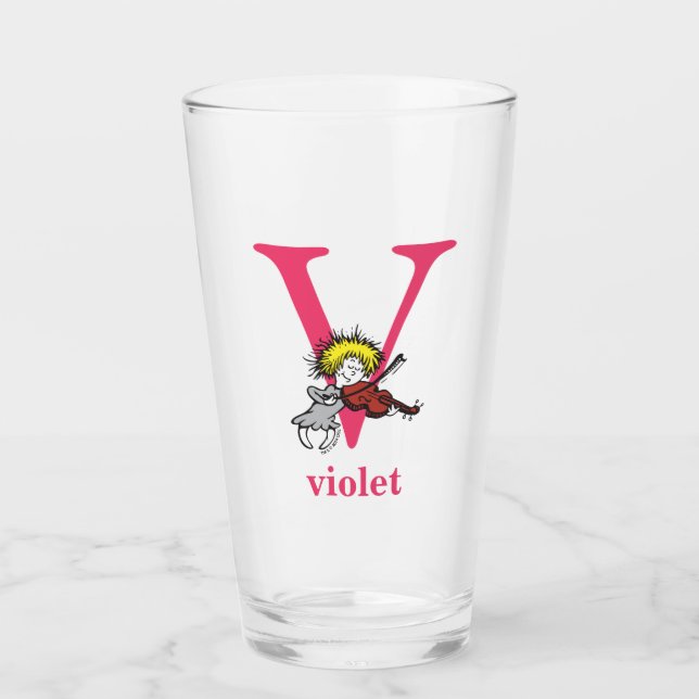 Verre ABC du Dr Seuss : Lettre V - Rose | Ajouter Votre  (Devant)