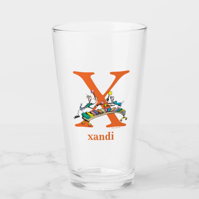 Verre ABC du Dr Seuss : Lettre X - Orange | Ajouter Votr (Devant)