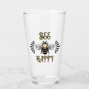Verre Abeille Heureuse Couleurs Vintage Abeille à Miel