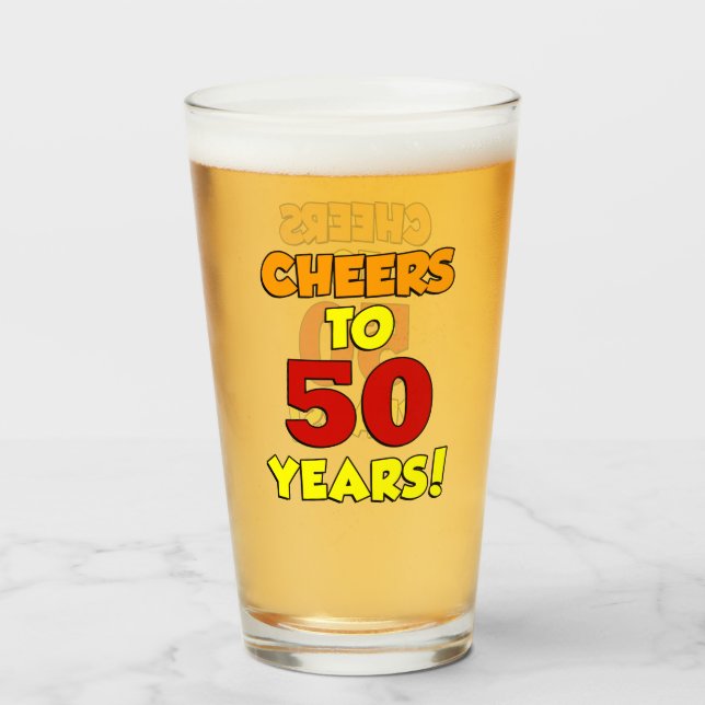 Verre Acclamations à 50 ans de coloré (Devant (rempli))