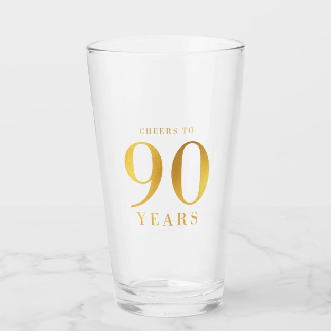 Verre Acclamations d'or de Faux à 90 ans d'anniversaire (Devant)