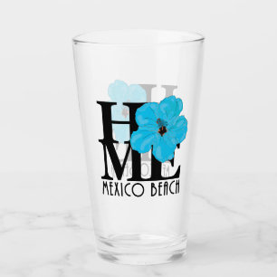 Verre ACCUEIL Mexique Plage Floride Hibiscus bleu