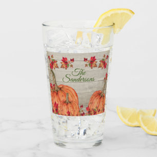 Verre Affaire Leaves de Rustic Wood Autumn Orange Pumkin