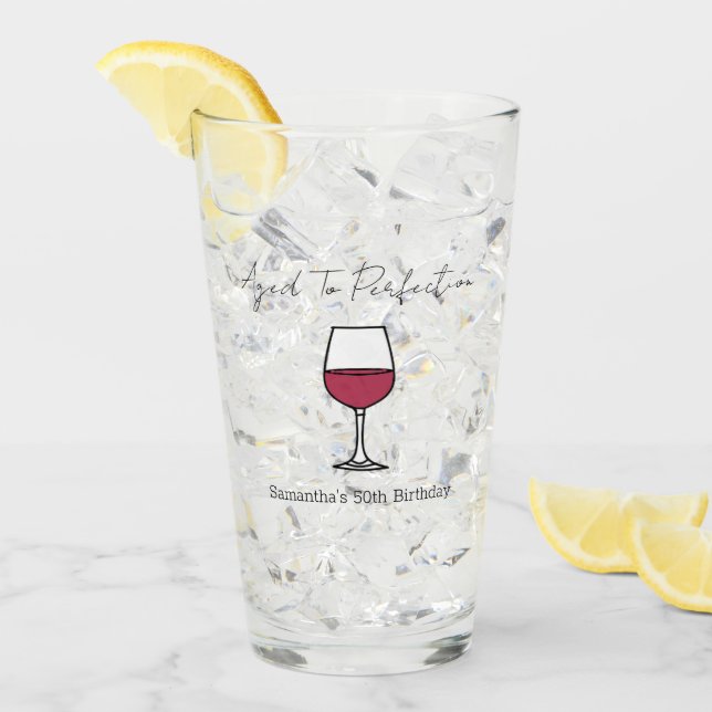 Verre Âgé à la perfection vin 50e anniversaire (Devant glace)