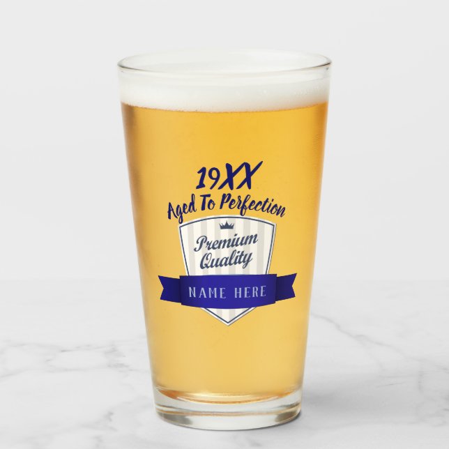 Verre AJOUTER ANNÉE NÉ, Anniversaire Jalon cadeau pour l (Devant (rempli))