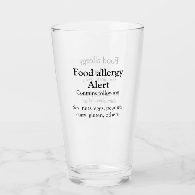 Verre Alerte d'allergie alimentaire ajouter le nom texte (Devant)