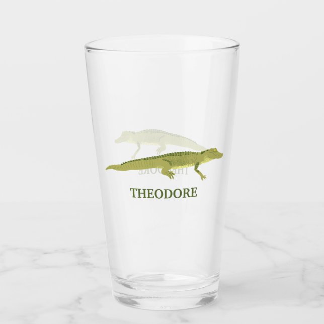 Verre Alligator Vert Réaliste Graphique Personnalisé (Devant)