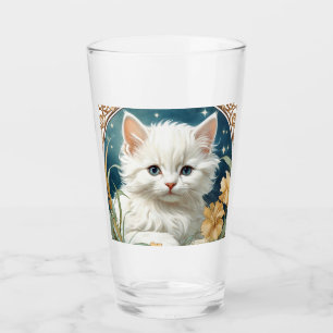 Verre Alphonse Mucha Art Nouveau Kitten