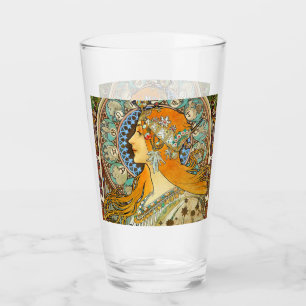Verre Alphonse Mucha Art Nouveau Zodiac