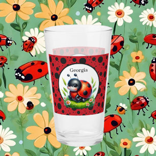 Verre Amateurs de coccinelle mignonne ajouter un nom