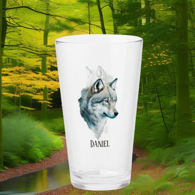 Verre Amateurs de loups cool ajouter un nom (Créateur téléchargé)