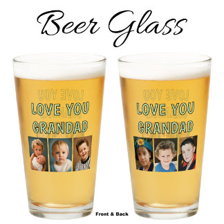 Verre Amour à Papi 6 photos bière verte