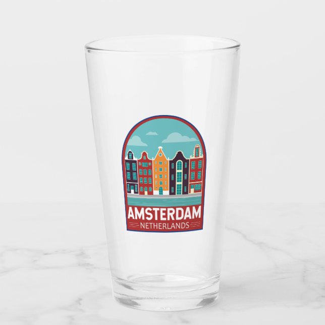 Verre Amsterdam Pays-Bas Travel Art Vintage (Devant)