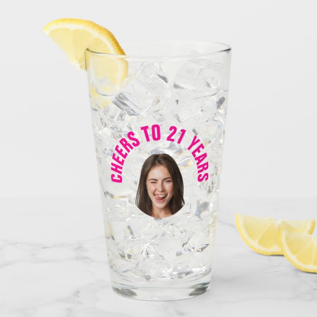Verre Amusant 21e anniversaire PERSONNALISÉ TEXTE Photo (Devant glace)