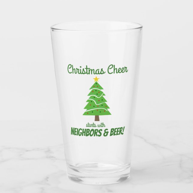Verre Amusante Noël Arbre Cheer Voisins Fête de la bière (Devant)