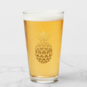 Verre Ananas doré pailleté élégant