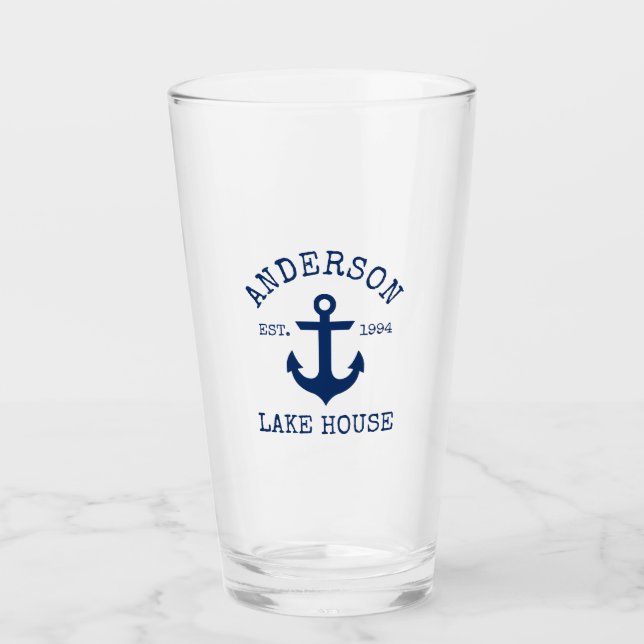 Verre Ancre Bleue marine Famille Lake House (Devant)