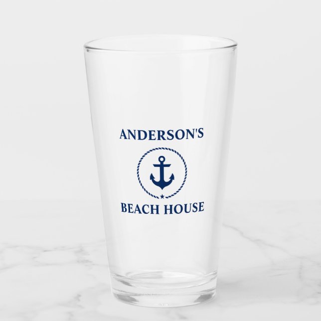 Verre Ancre nautique Nom de la maison de plage (Devant)
