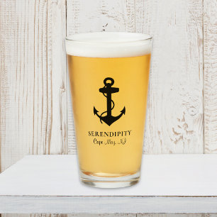 Verre Ancre noir bateau Monogramme