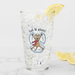 Verre Ange de neige Chien Amusant mignon Noël Vacances a