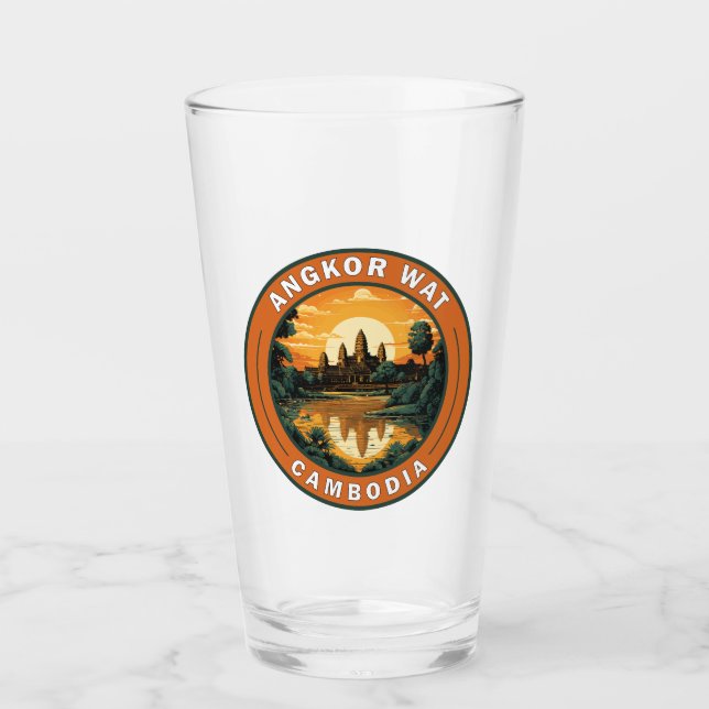 Verre Angkor Vat Cambodge - Badge d'Art Voyage (Devant)
