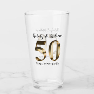 Verre Anniversaire du 50e Mariage d'or métallique