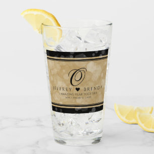 Verre Anniversaire élégant du 1er Mariage papier