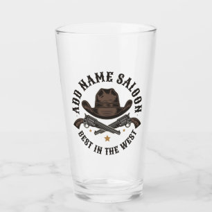 Verre Antique Cowboy Guns AJOUTER NOM Old Wild West Salo