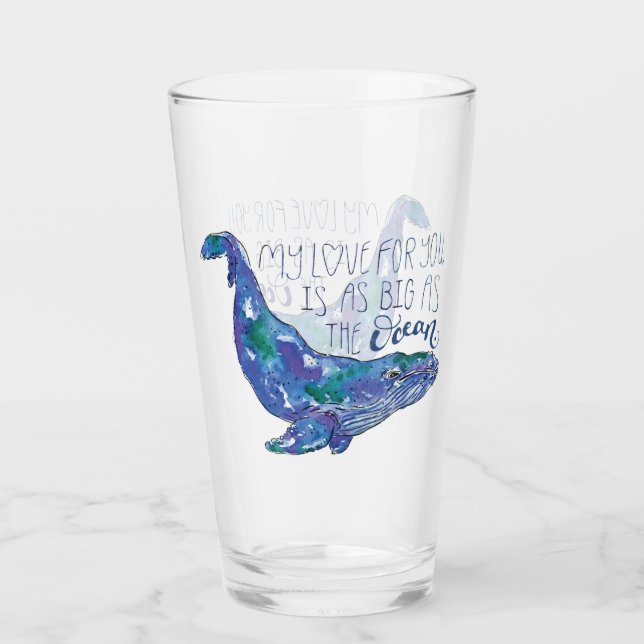 Verre Aquarelle - Amour aussi grand que l'océan (Devant)