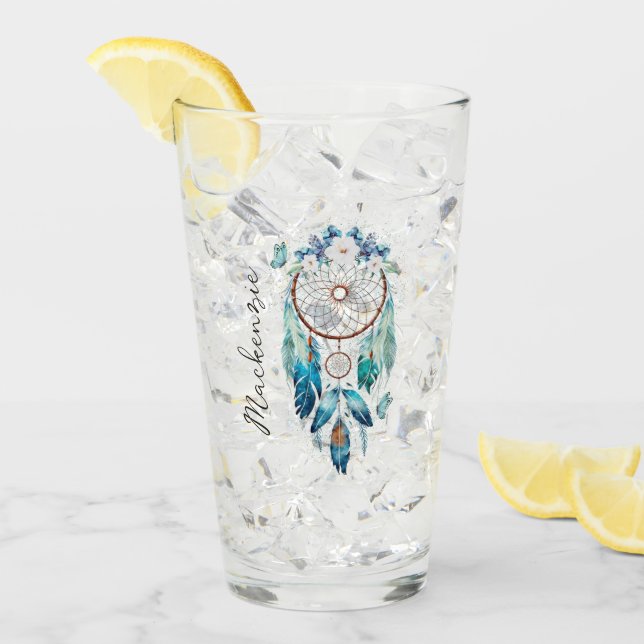 Verre Aquarelle Boho Dreamcatcher (Devant glace)